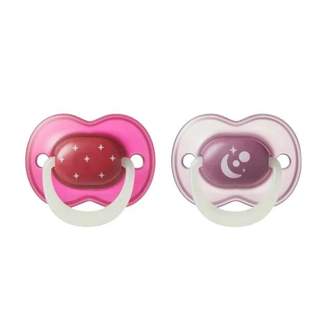 Tommee Tippee Night silikonový dudlík 18-36m, Girl 2 ks růžová