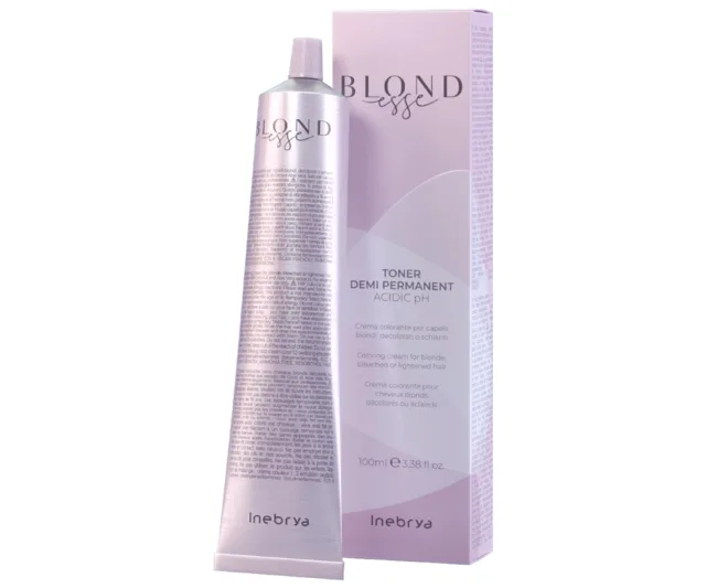 Tónovací krém na blond a odbarvené vlasy Inebrya Blondesse Toner Demi Permanent 100 ml - metalický perleťově černý + dárek zdarma
