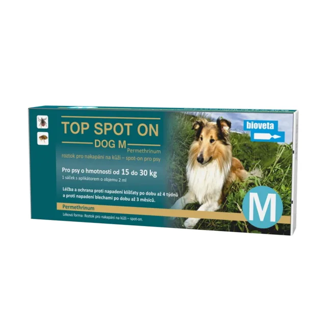 TOP SPOT ON Roztok pro nakapání na kůži pro psy 15 - 30 kg M 2 ml 1 pipeta
