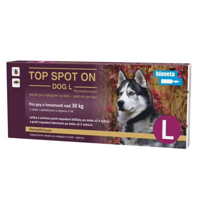 TOP SPOT ON Roztok pro nakapání na kůži pro psy nad 30 kg L 3 ml 1 pipeta