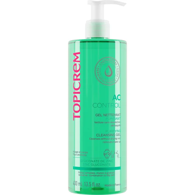 Topicrem Čisticí gel pro mastnou a citlivou pleť AC (Purifying Cleansing Gel) 400 ml