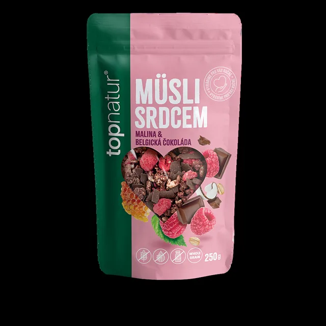 TOPNATUR Müsli srdcem malina & belgická čokoláda 250 g
