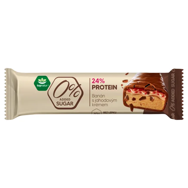 TOPNATUR Proteinová tyčinka banán s jahodovým krémem 40 g