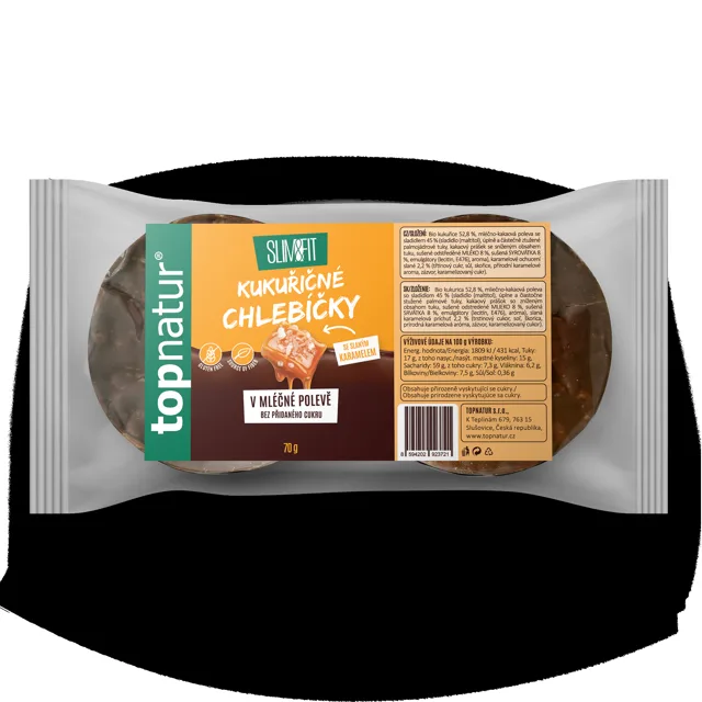 Topnatur Slim&Fit Kukuřičné chlebíčky se slaným karamelem v mléčné polevě 70 g