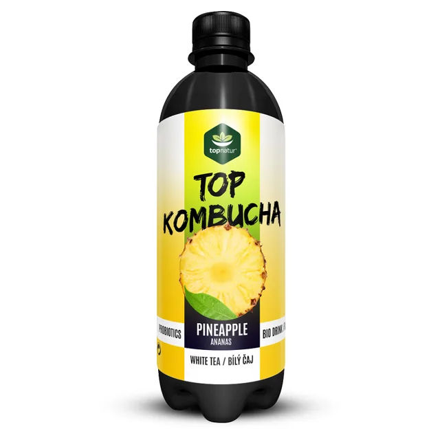 TOPNATUR Top kombucha bílý čaj a ananas BIO 500 ml