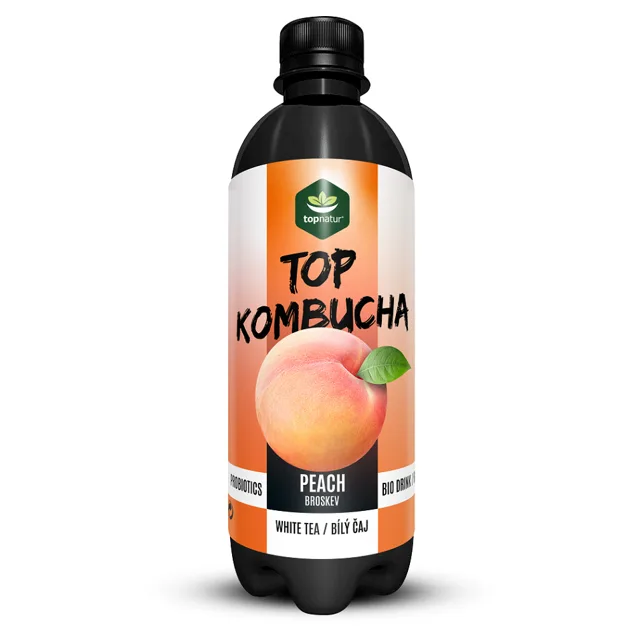 TOPNATUR Top kombucha bílý čaj & broskev 500 ml