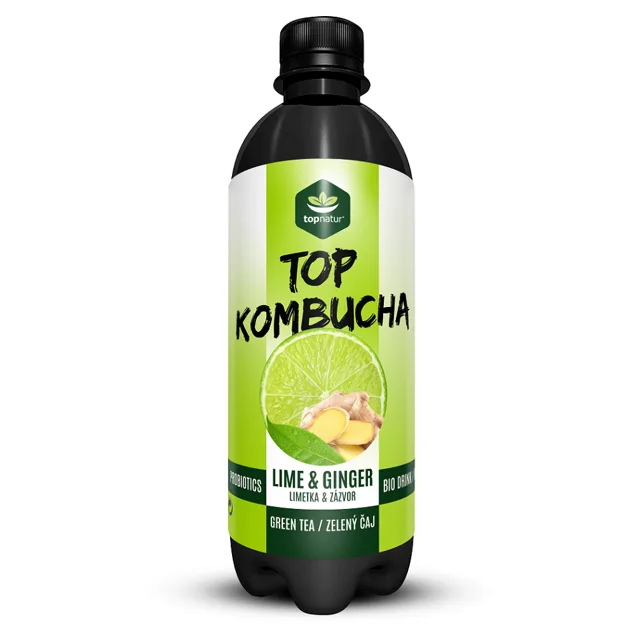 TOPNATUR Top kombucha limetka a zázvor BIO 500 ml