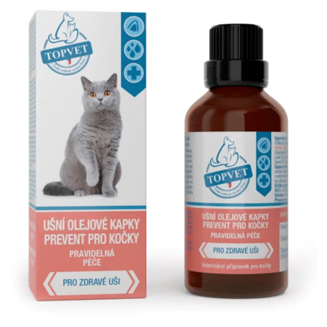 TOPVET Prevent ušní olejové kapky pro kočky 50 ml