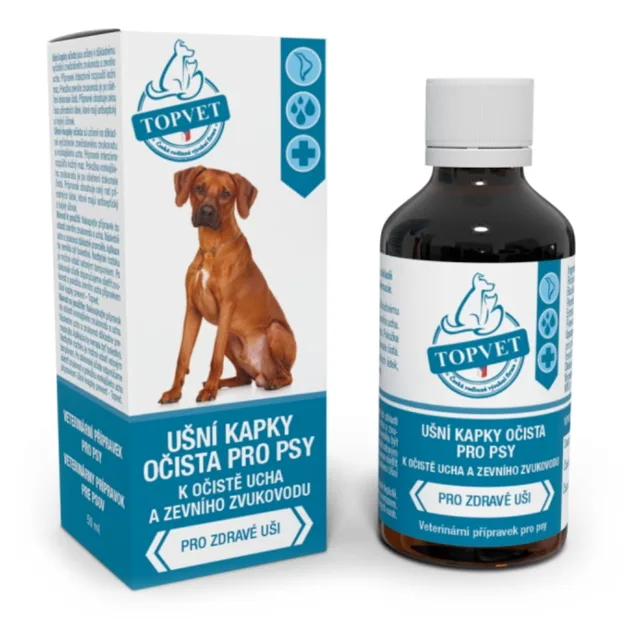 TOPVET Ušní lihové kapky očista pro psy 50 ml