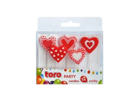 Toro svíčka zapichovací, srdce, 5ks, 2,5x2,2x0,8cm