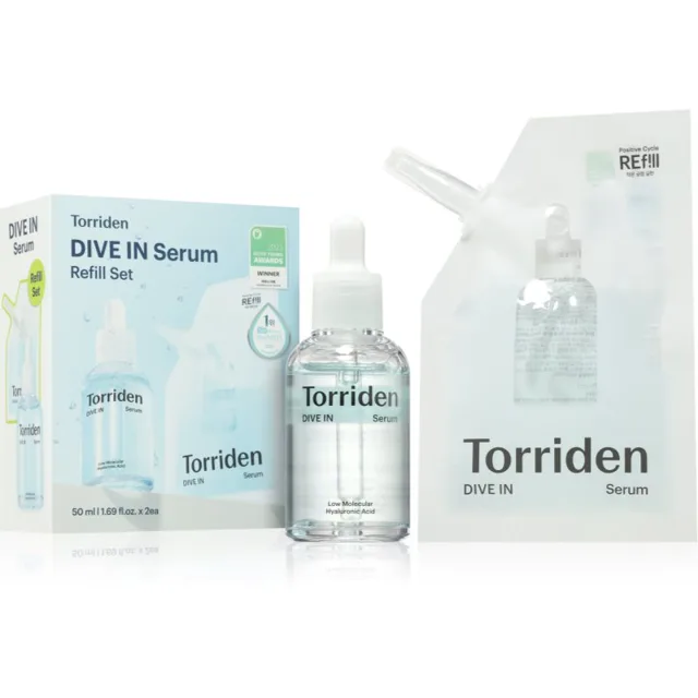 Torriden Dive In Serum Refill Set intenzivně hydratační sérum pro rozjasnění pleti + náhradní náplň 2x50 ml