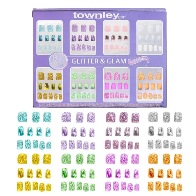 Townley Girl 96 PC Press-On Nails Set, Glitter and Glamour
