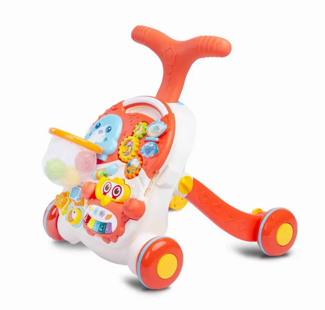 Toyz Dětské interaktivní chodítko, stoleček s příslušenstvím 2v1, oranžové