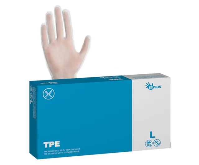 TPE rukavice Espeon TPE AllFood - 200 ks, bílé, nepudrované, velikost L (100018) + dárek zdarma