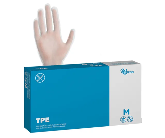 TPE rukavice Espeon TPE AllFood - 200 ks, bílé, nepudrované, velikost M (100017) + dárek zdarma
