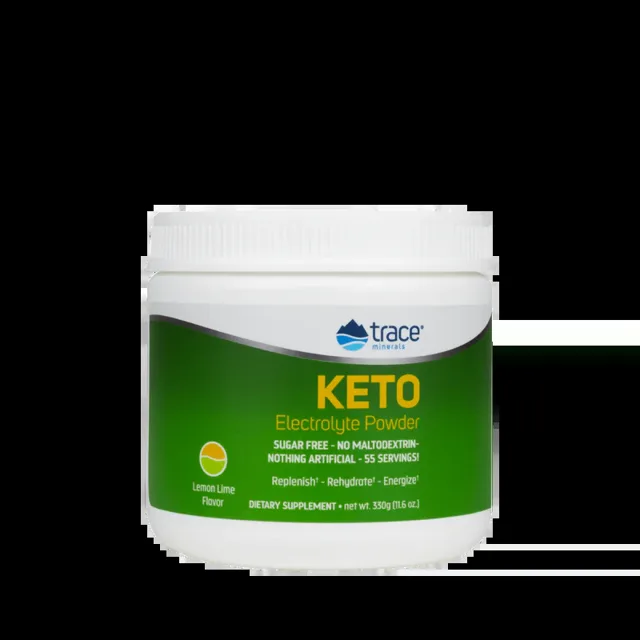 Trace Minerals Keto Electrolyte Powder, Keto elektrolyty v prášku, citrón a limetka, 330 g