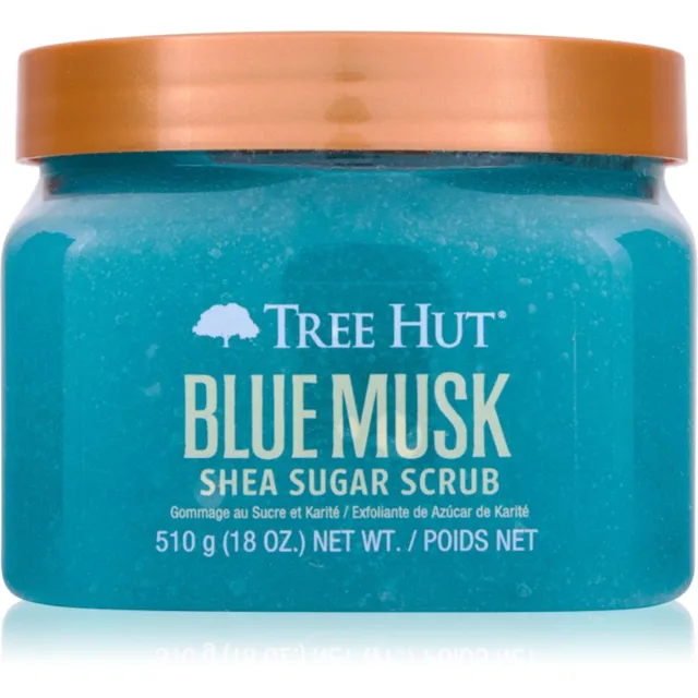 Tree Hut Shea Sugar Scrub Blue Musk cukrový tělový peeling 510 g