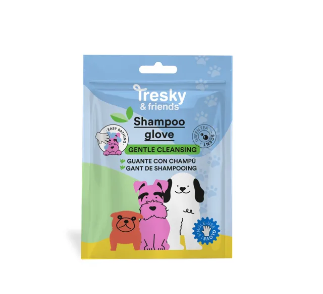 Tresky & friends Čisticí šampónová rukavice na srst se zeleným čajem 1 ks
