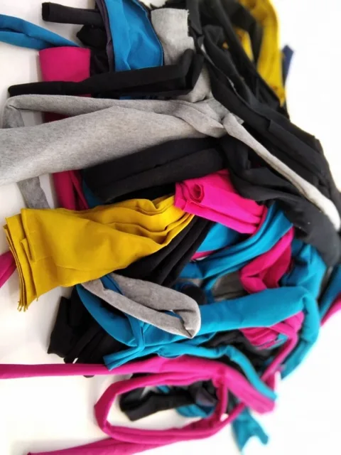 Tričkovlna na háčkování a tkaní – bavlněné pruhy úpletu s elastanem, 1 kg mix barev