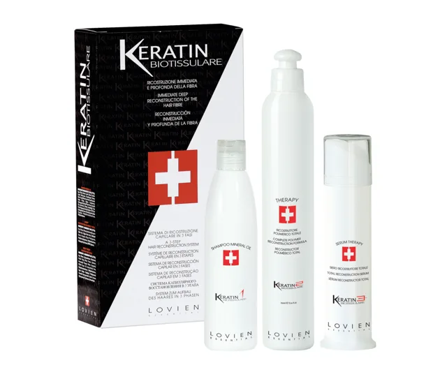 Třífázový keratinový systém pro poškozené vlasy Lovien Essential Biotissulare - 2x 250 ml + 100 ml + dárek zdarma