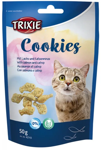 TRIXIE Cookies sušenky s lososem a šantou kočičí, 50g