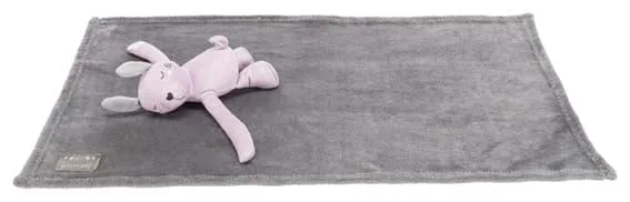 TRIXIE Junior set - deka s plyšovým králíkem, šedá/světle fialová 75 x 50 cm