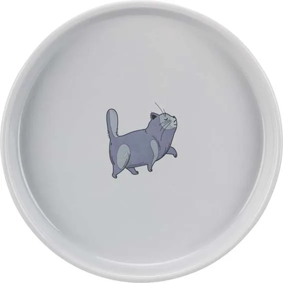 TRIXIE Keramická miska pro kočku s motivem kočky 0,6l / 23cm šedá