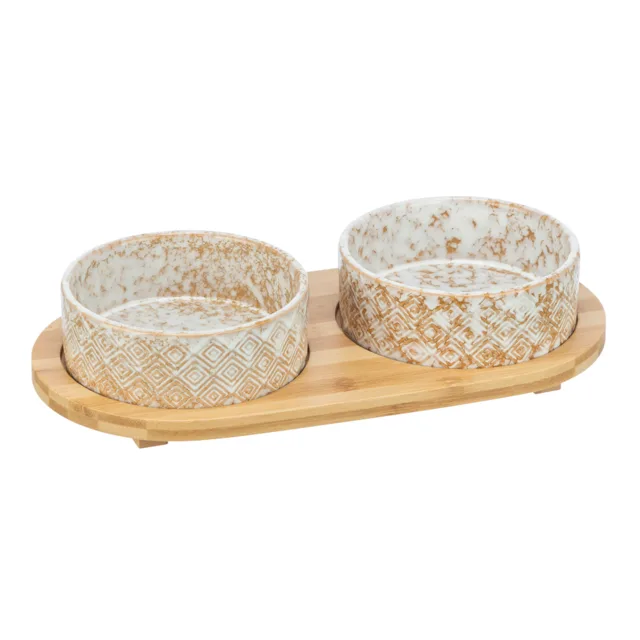 Trixie sada misek z keramiky a bambusu - 2 x 300 ml, D 30 x Š 6 x V 15 cm