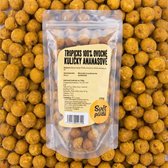 Tropicks 100% ovocné kuličky ananasové váha 200g