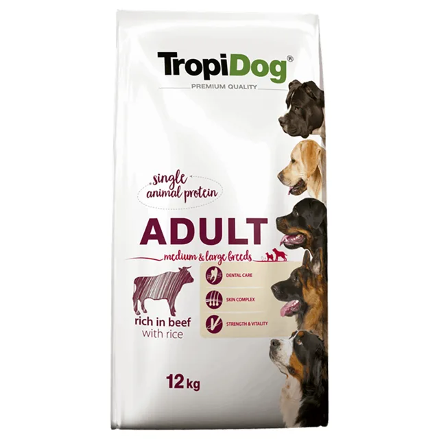 Tropidog Premium Adult Medium & Large Beef & Rice - 12 kg
