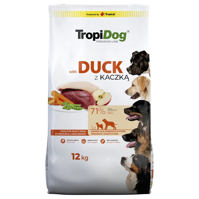 Tropidog Premium Adult Medium & Large s kachním a rýží - 12 kg