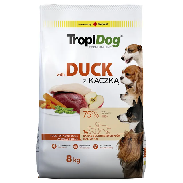 Tropidog Premium Adult Small s kachním a rýží - výhodné balení: 2 x 8 kg