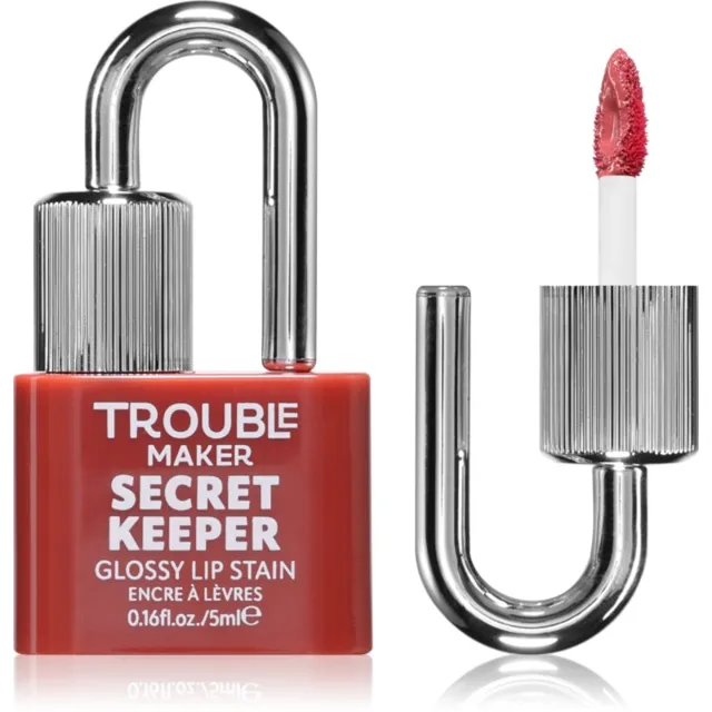 Trouble Maker Secret Keeper Lip Gloss Stain barva na rty pro dlouhotrvající efekt odstín Shifty Biz Rose Nude 5 ml
