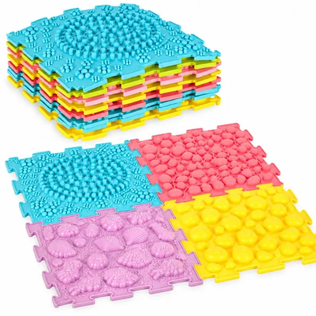 TULIMI Senzorické puzzle podložky pro děti, 8 dílů, 6 textur