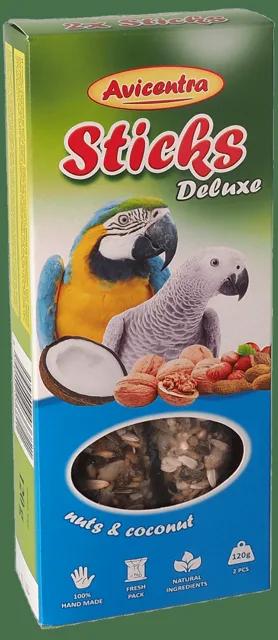 Tyčinky AVICENTRA ořechové pro velké papoušky 2ks