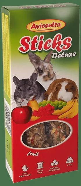 Tyčinky AVICENTRA ovocné pro velké hlodavce 2ks