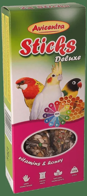 Tyčinky AVICENTRA vitamínovo - medové pro malé papoušky 2ks