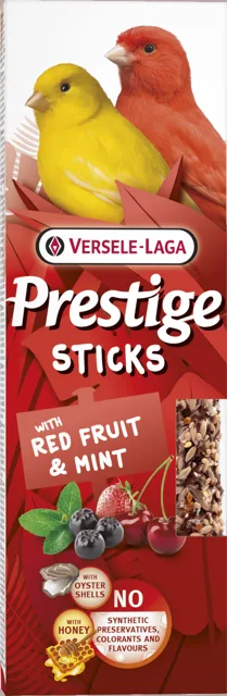 Tyčinky Versele-Laga  Prestige Sticks kanár červené ovoce a máta 60g 2ks