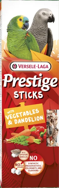 Tyčinky Versele-Laga  Prestige Sticks papoušek zelenina s pampeliškou 140g 2ks