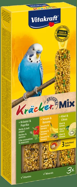 Tyčinky Vitakraft Kracker Trio Mix banán, bylinky a kiwi 3ks