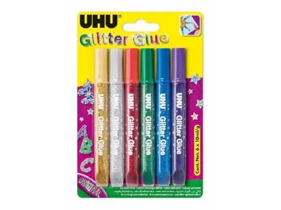 UHU Glitter Glue Original gelová třpytivá lepidla 6 ks