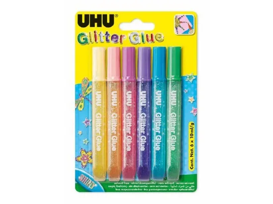 UHU Glitter Glue Shiny gelová lepidla 6 ks