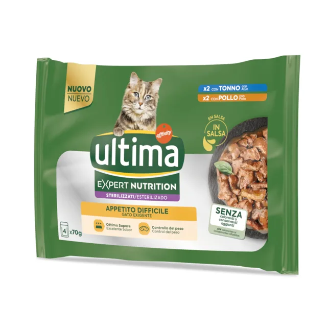 Ultima Cat Expert Nutrition Difficult Appetite tuňák a kuřecí - 4 x 70 g