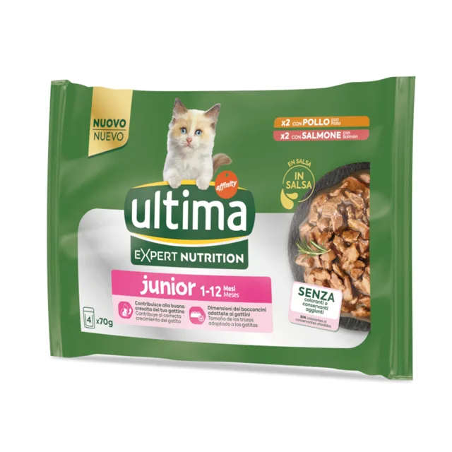 Ultima Cat Expert Nutrition Junior kuřecí a losos - výhodné balení: 44 ks (44 x 70 g)