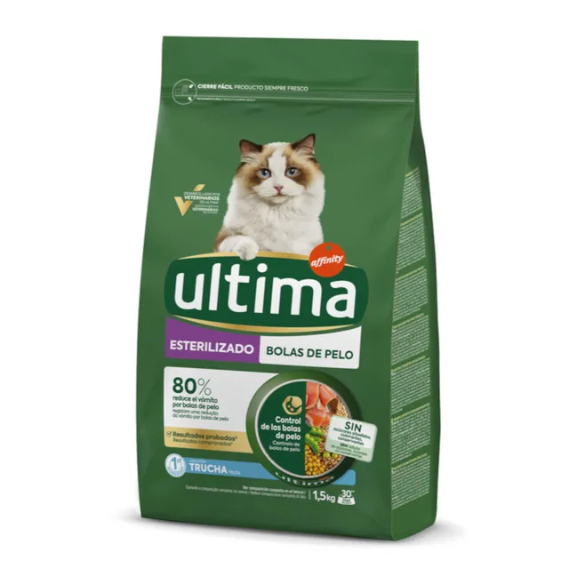 Ultima Feline Sterilized Hairball s pstruhem - 1,5 kg