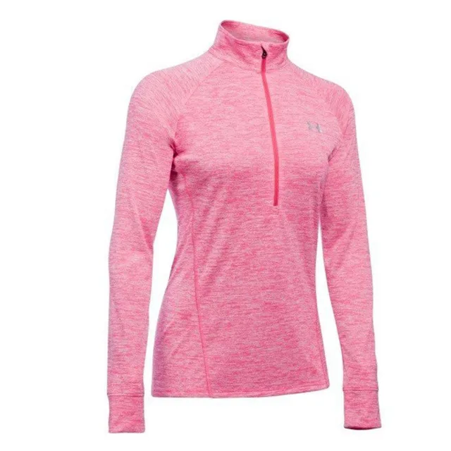 Under Armour Dámské tričko HeatGear T1/2 Zip, L, růžová