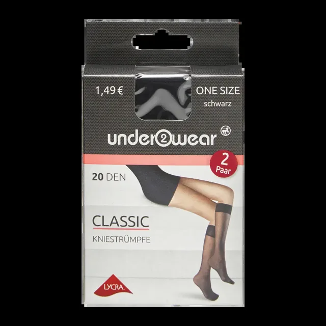 under2wear Podkolenky 2pack 20 DEN černé one size 2 ks