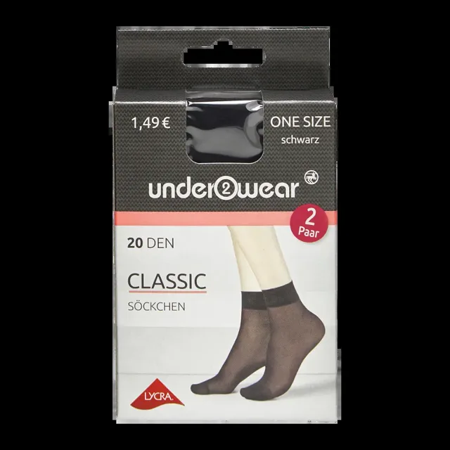 under2wear Ponožky 2pack 20 DEN černé one size  2 ks