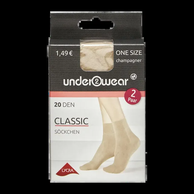 under2wear Ponožky 2pack 20 DEN champagne one size  2 ks