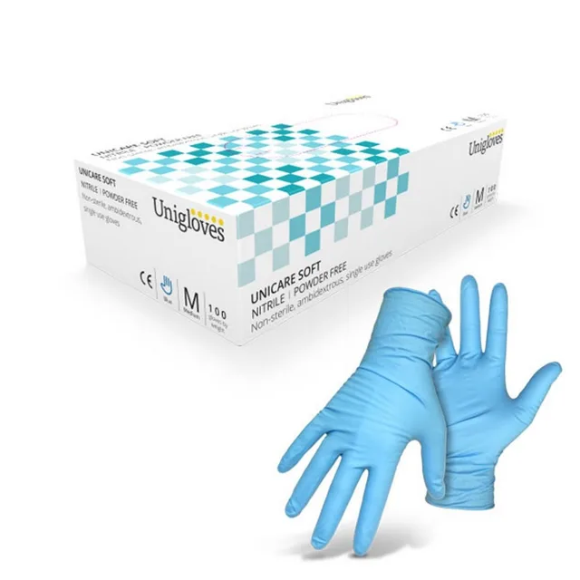 UNICARE Rukavice nitrilové velikost M 100 kusů